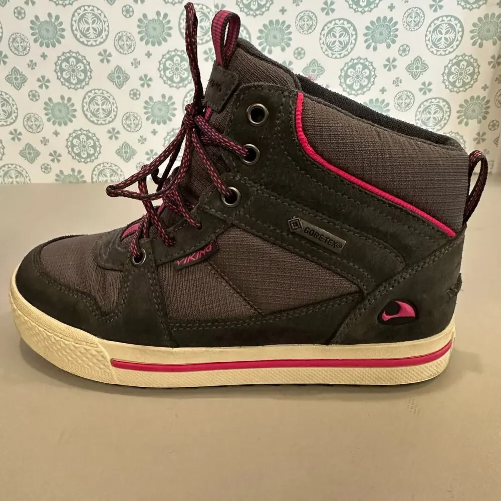 Viking pep‎ gtx jnr sneaker mid rugged shoes gray pink trim us 1 see chart - Picture 3 of 9